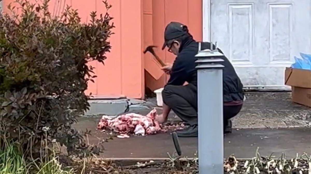 A viral video filmed outside Tryyaki, at 701 W. 23rd St. in Lawrence, shows a person processing meat, which the restaurant said was not being prepared for customers.