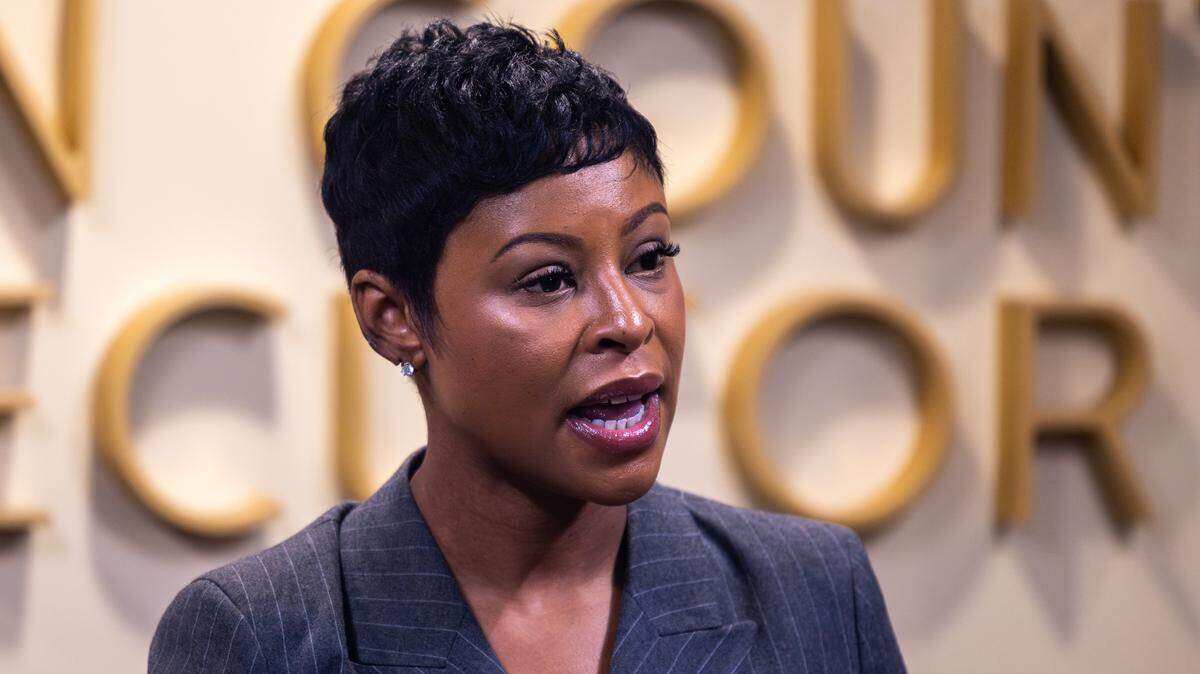 Jackson County Prosecutor Melesa Johnson speaks Monday morning during a press conference announcing an expanded Crime Strategies Unit in her office.