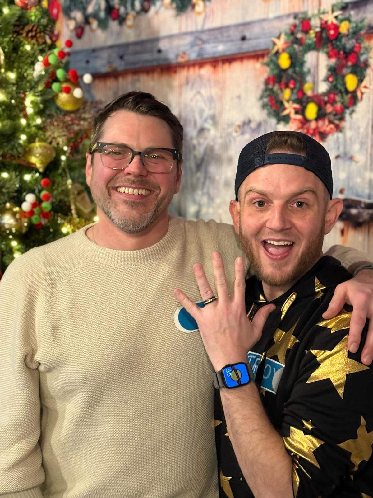 Dr. Sawyer said yes! Paul Murphy, left, and Troy Sawyer.
