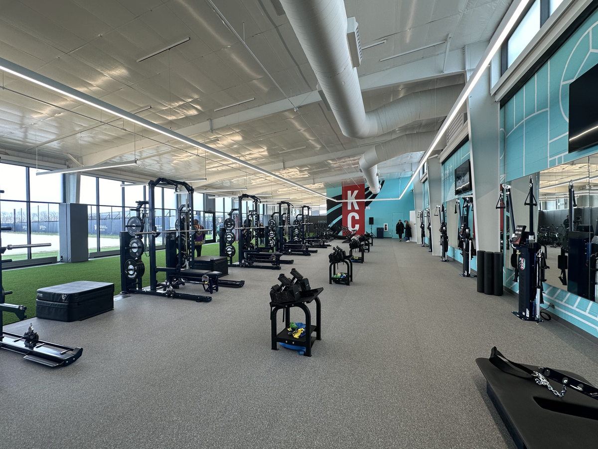 The KC Current’s newest training facility features an expanded weight room. The primary facility’s weight room will prioritize players recovering and rehabbing from injuries.