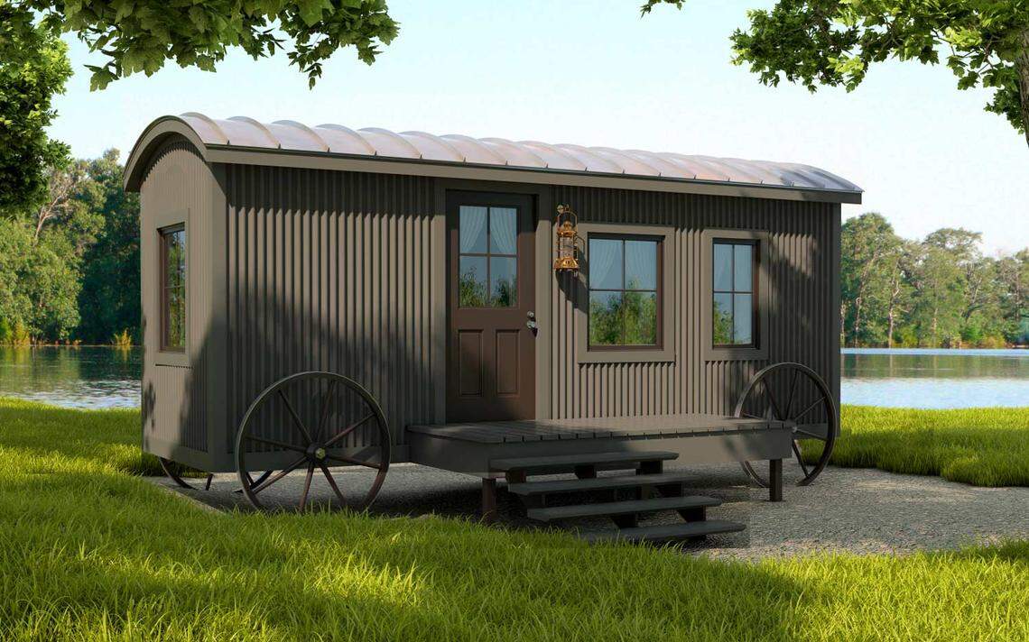 The new campground will feature “one-of-a-kind” lodging options “outfitted with contemporary rustic décor,” including shepherd’s huts, a news release said.