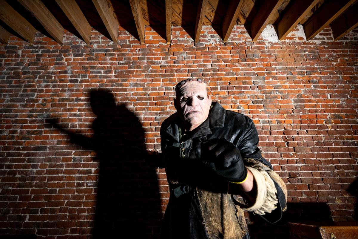 FRANK - A hulking figure stitched from dead flesh, Frank is a dead-eyed monster brought to life by twisted science that roams the Macabre Cinema, a Kansas City haunt where classic horror films come to life.