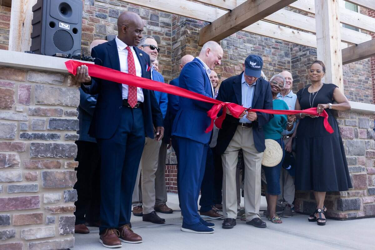 St. Michael's leadership and project partners cut the ribbon to announce the grand opening of Valor House at St. Michael's Veterans Center on Monday, June 29, 2026. Valor House, the final residential building in St. Michael's Veterans Center's original campus master plan, adds 62 affordable apartment homes, expanding the campus to 179 permanent housing units for veterans experiencing homelessness or disabilities in the Kansas City area.