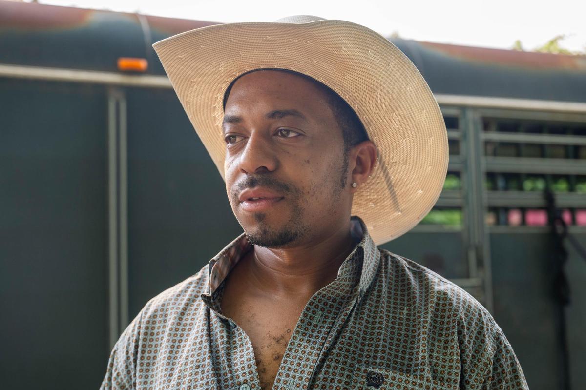 Daniel Bey at his uncle’s ranch in Kansas City, Kansas, on Wednesday, July 16, 2025. Bey will be participating in the Black Rodeo USA stop in Kansas City on July 26th at the American Royal Center.
