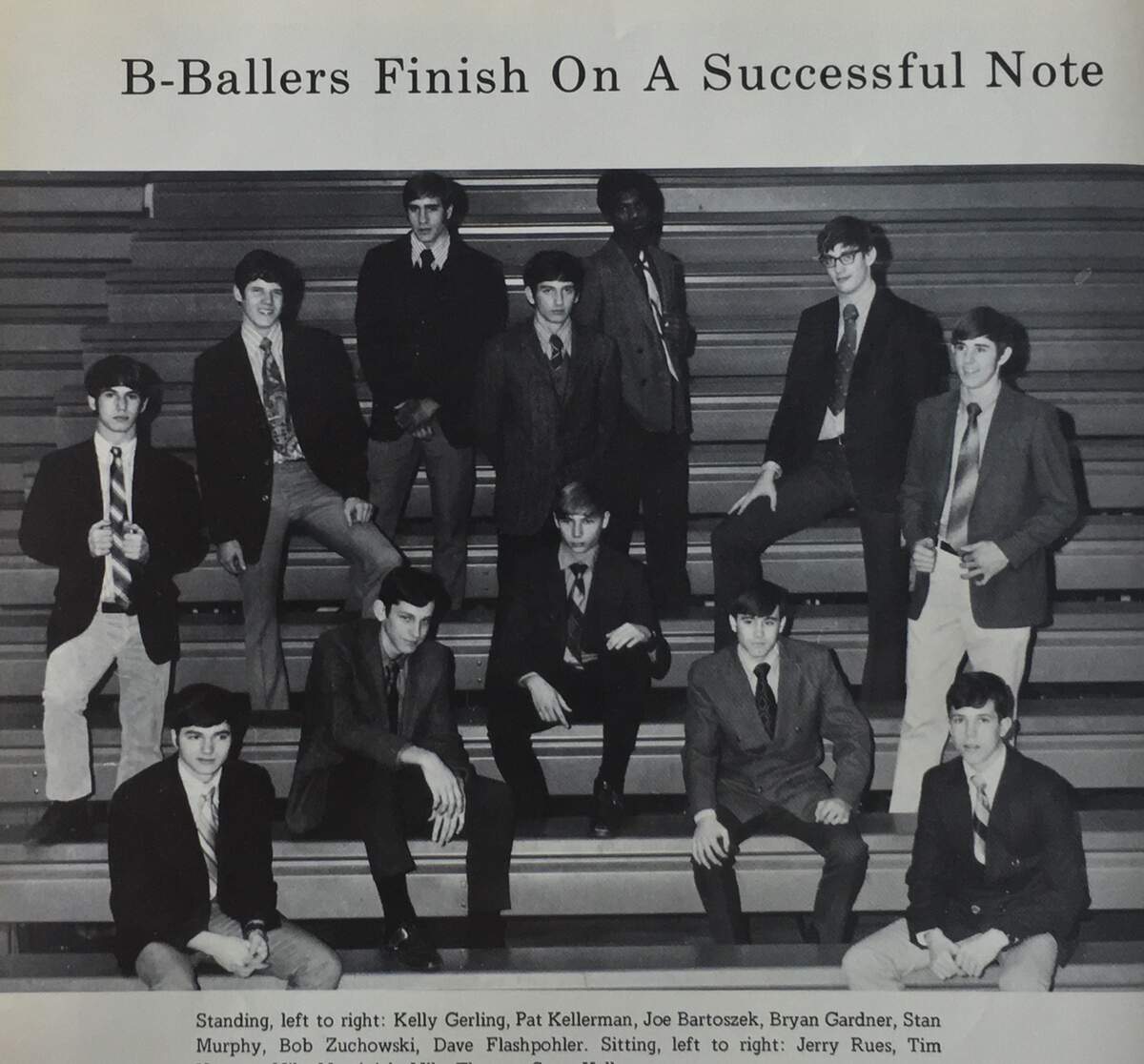 Kelly Gerling (standing on the left) transferred to Bishop Miege High School from Rockhurst High School after his freshman year in 1968.