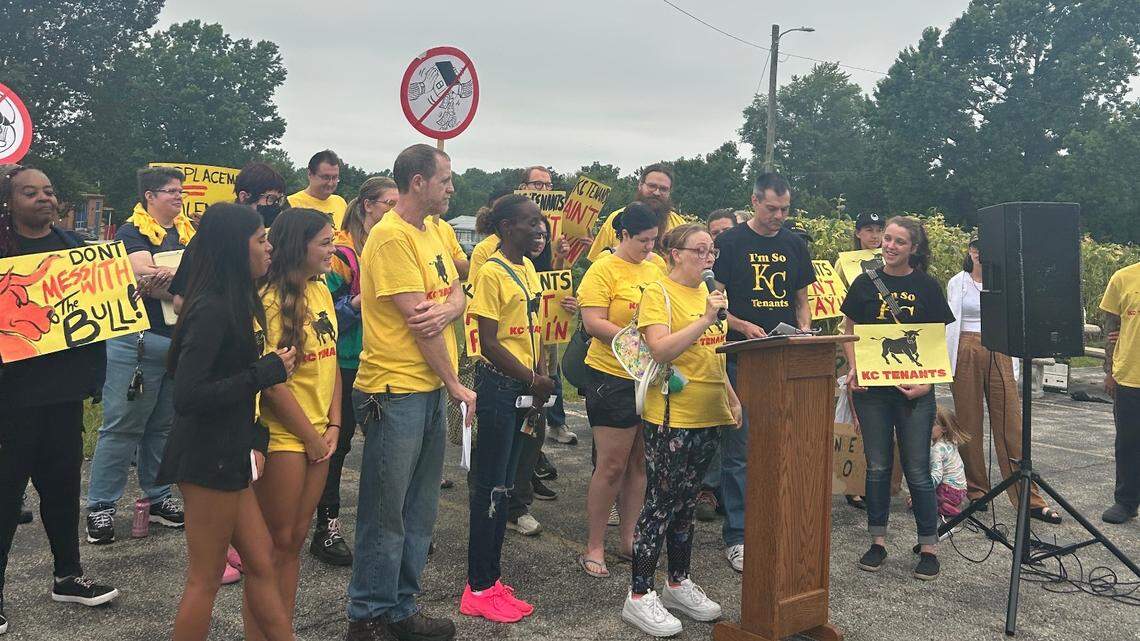 Tenants of Independence Towers gathered at a rally Tuesday to demand better communication and conditions from the building’s property manager.