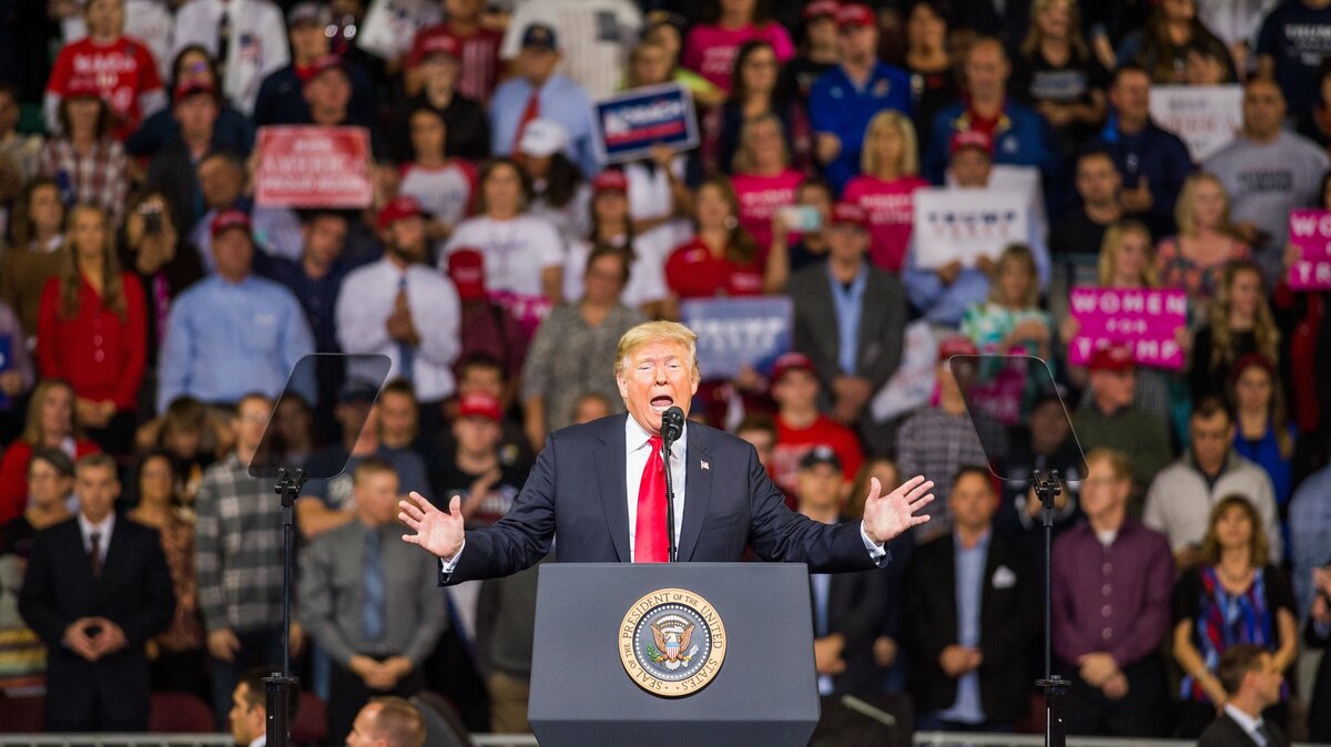 President Donald Trump spoke to supporters in October at a campaign rally at the Kansas Expocentre in Topeka.