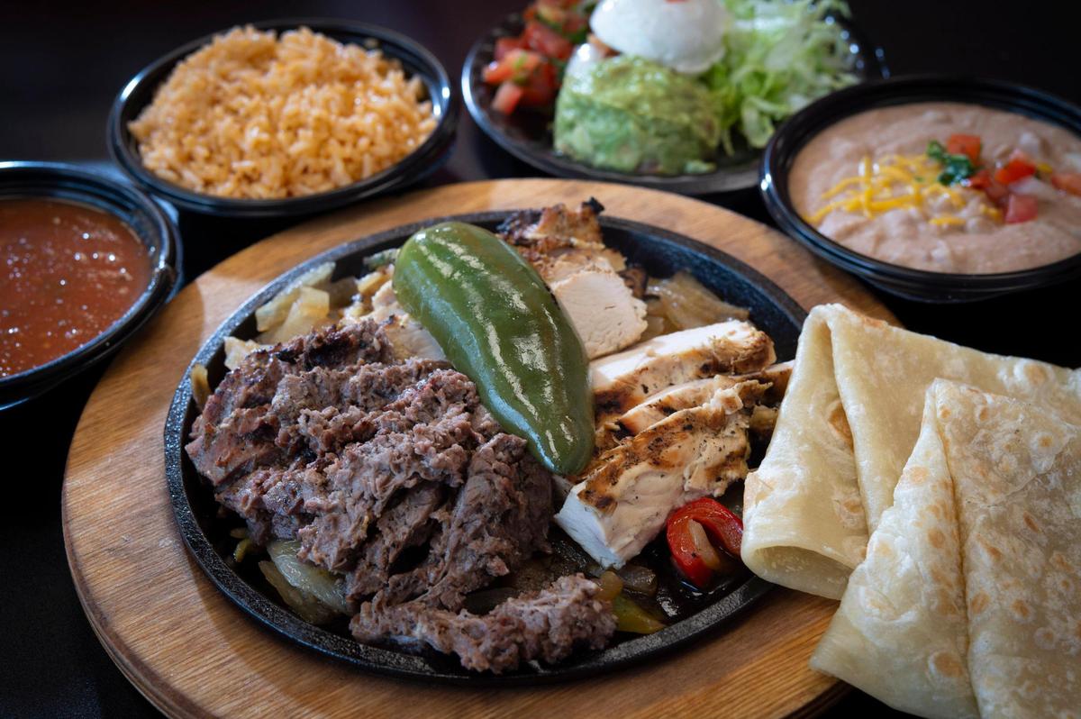 Fajita Pete’s serves family-size meals or single servings. This Fajitas for One includes beef and chicken.