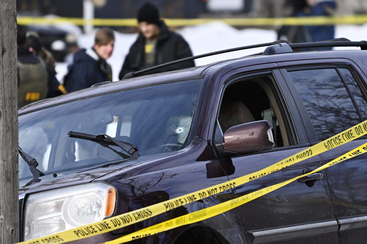 Police tape surrounds a vehicle suspected to be involved in a shooting by an ICE agent during federal law enforcement operations on Jan. 7, 2026 in Minneapolis, Minnesota. The woman killed in the shooting, identified as Renee Good, lived in Kansas City as recently as 2023, according to court records.