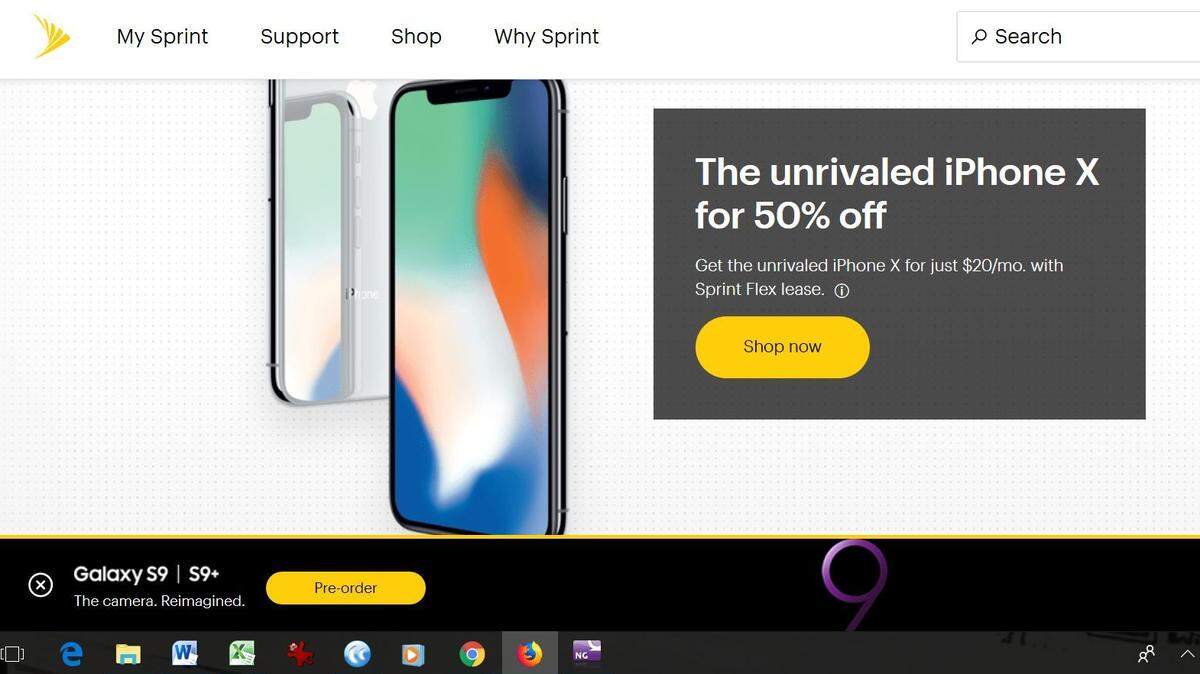Sprint's website promoted the iPhone X for 50 percent off. Consumers shouldn't read that as half off the $999.99 price of the phone.