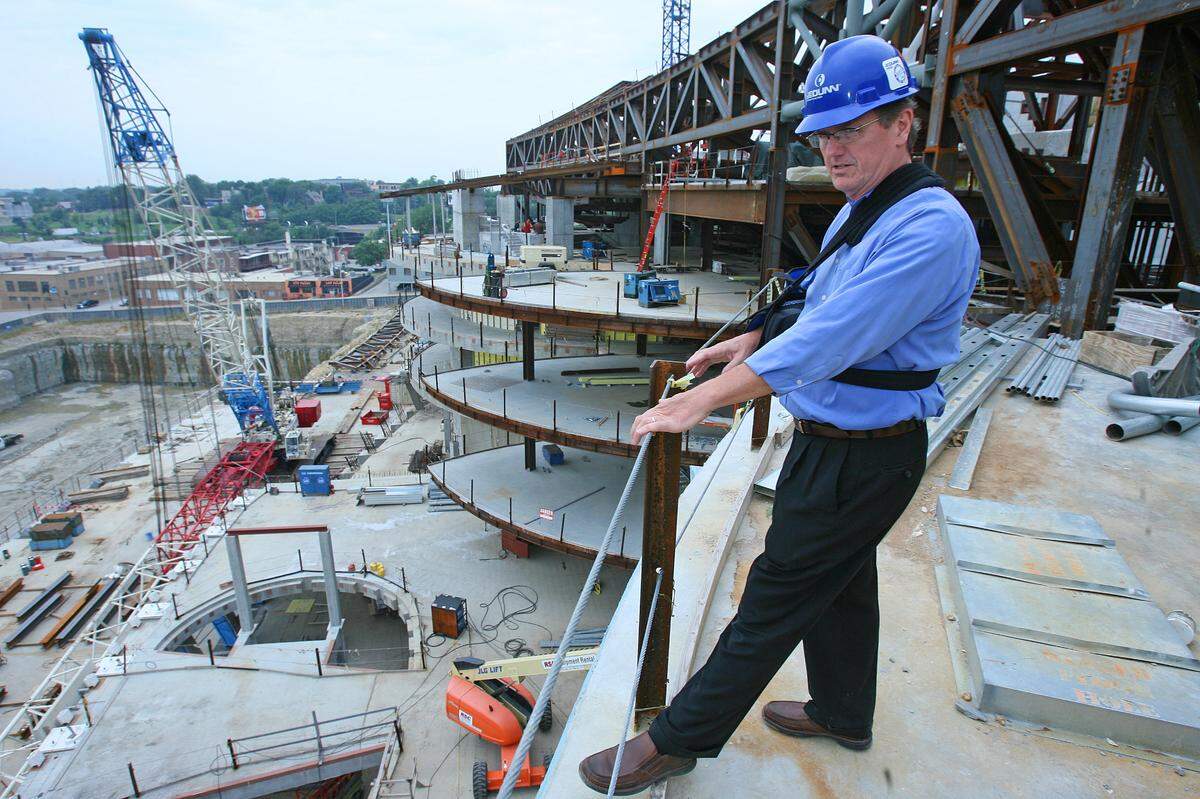 In September 2009, The Kauffman Center for the Performing Arts neared its halfway point about two years from completion.
