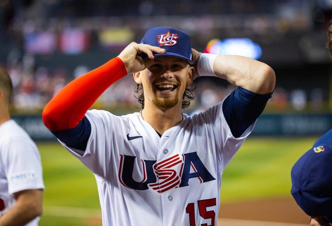 USA infielder Bobby Witt Jr. against Canada during the World Baseball Classic at Chase Field on March 13, 2023.