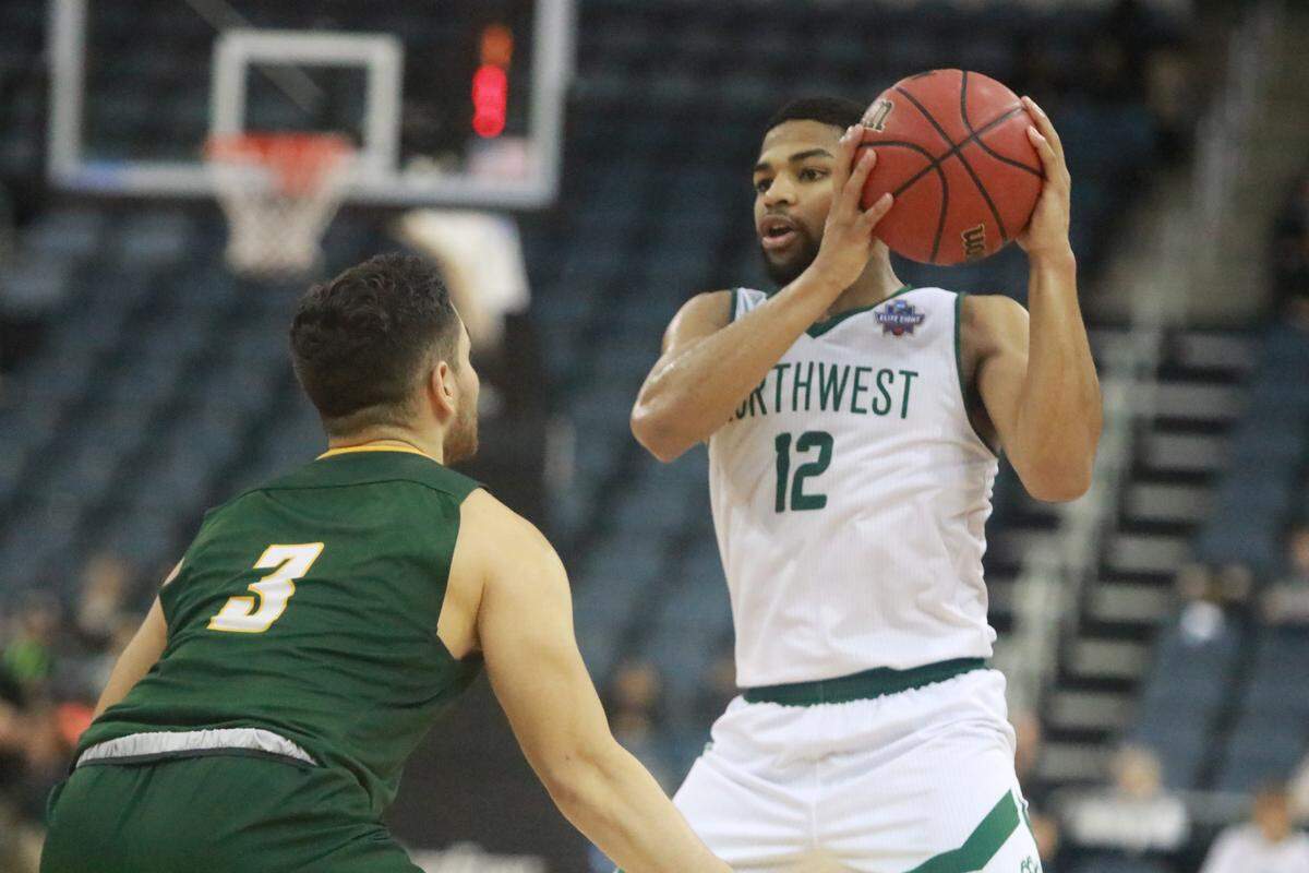Northwest Missouri State guard Trevor Hudgins faces Point Loma guard Josh Rodriguez Saturday at the Ford Center in Evansville, Ind. Hudgins was named the most outstanding player of the NCAA Elite Eight following the game.