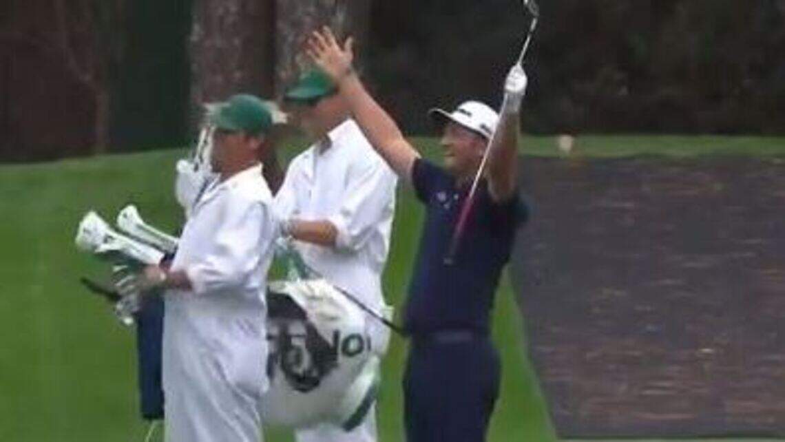 Golfer makes hole-in-one after ball hits pond (seriously) during Masters practice round