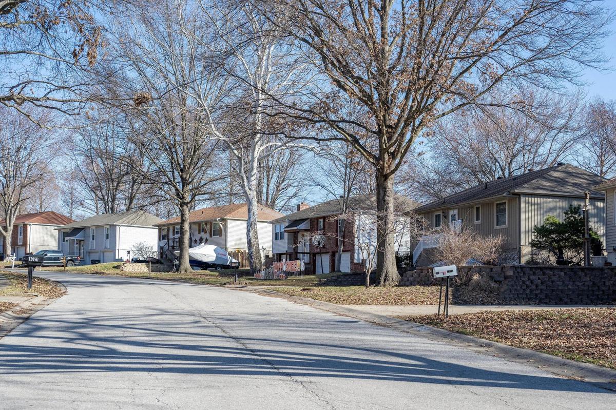 Houses are seen along North West Oxford Lane on Sunday, March 9, 2025, in Blue Springs. The region is facing rising prices and increased competition for homes due to out-of-state investors acquiring properties.