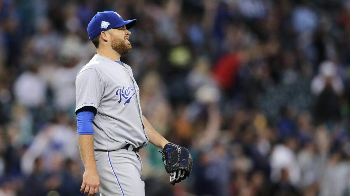 Royals pitcher Ian Kennedy started out strong but then gave up two long balls to the Mariners in Friday night's loss in Seattle.
Kennedy dropped to 1-8 on the season.