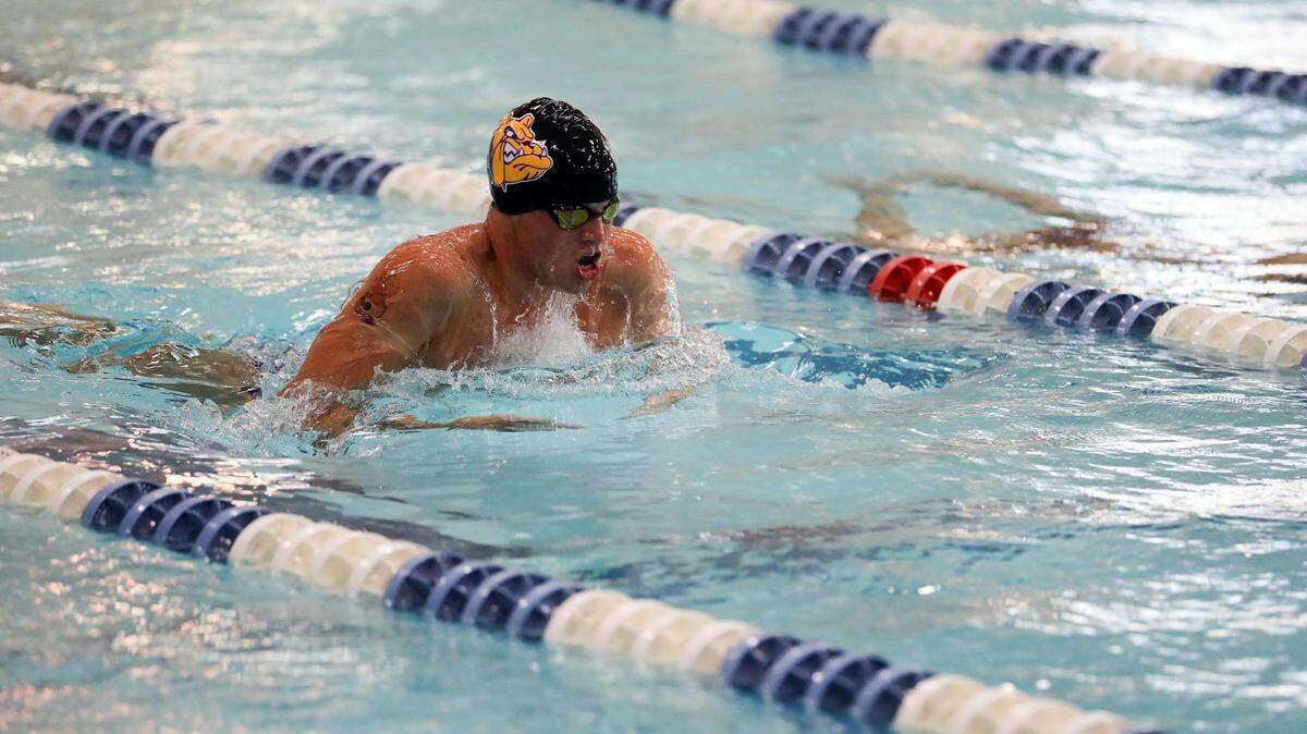 Whitaker Steward at a Kearney High School swim meet on Sept. 12, 2023.