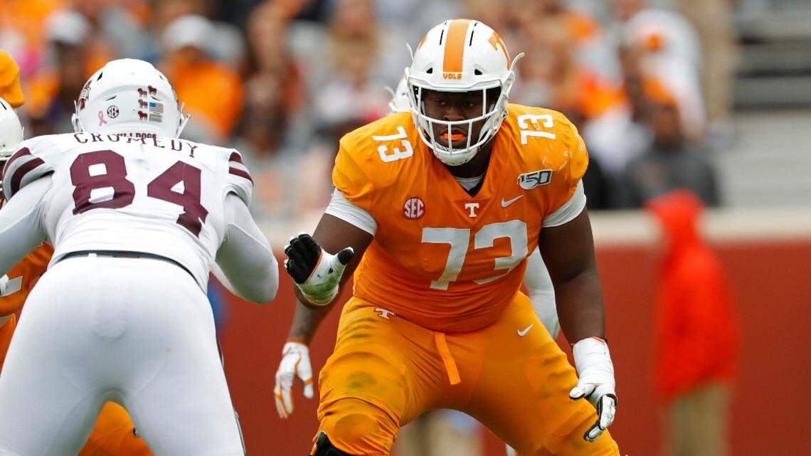 The Chiefs added yet another piece to their reassembled mix at offensive line Saturday, taking Tennessee’s Trey Smith late in the sixth round with their final pick of the three-day selection process.