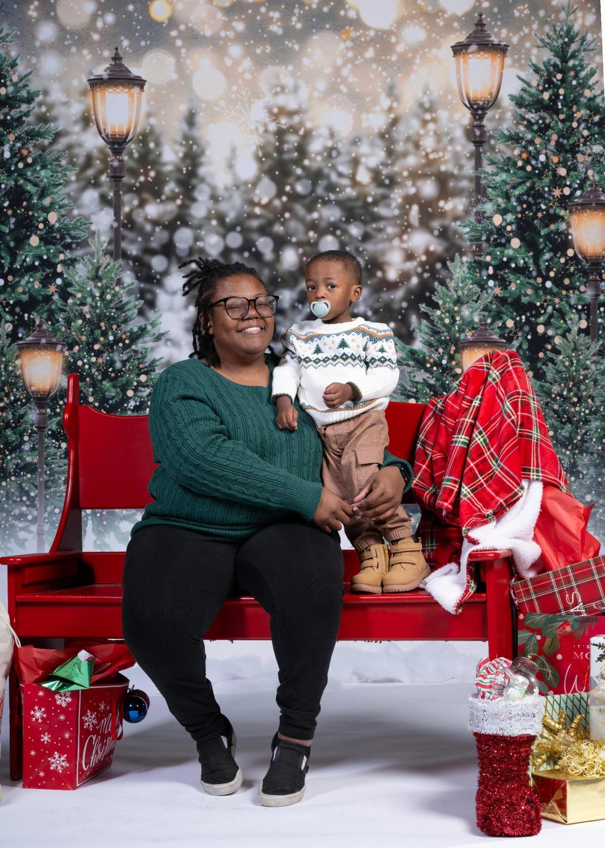 Jazmine Roberts and Jayceon Roberts at the Soul of Santa breakfast.