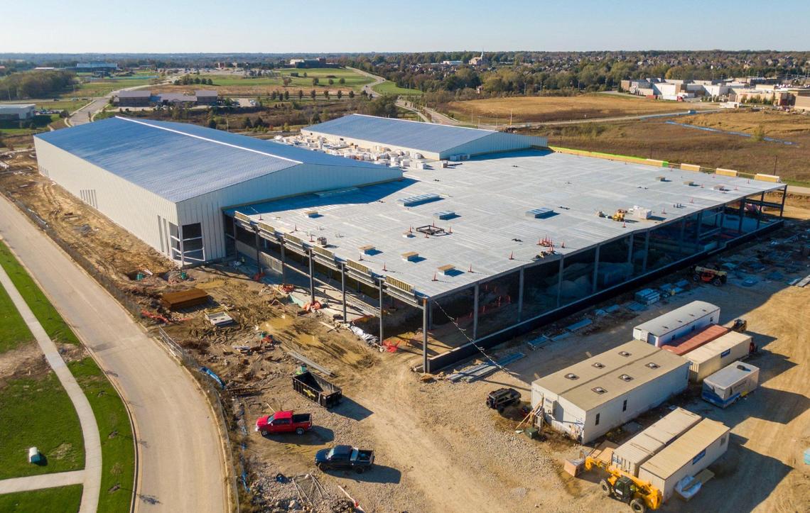 Construction continues on the $125 million AdventHealth Sports Park at Bluhawk, which includes a 3,500-seat arena, near 159th Street and U.S. 69 Highway in south Overland Park.