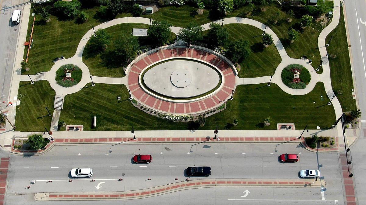 An aerial view of Civic Center Park in downtown Olathe. One Johnson County employee was paid more than $375,000 in 2024.