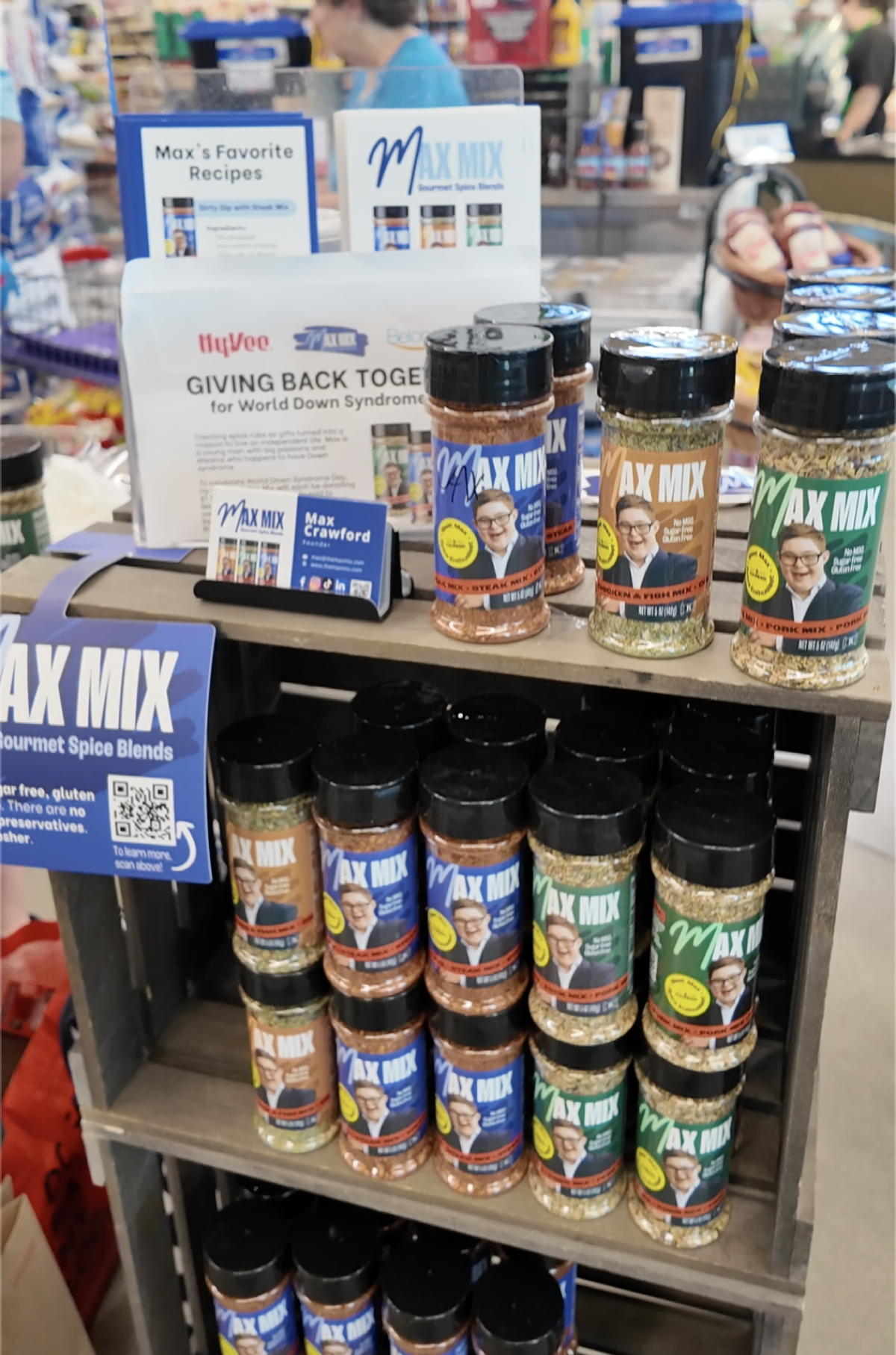 Max Mix Gourmet Spice Blends is now sold at 150 Hy-Vee stores across the Midwest. 