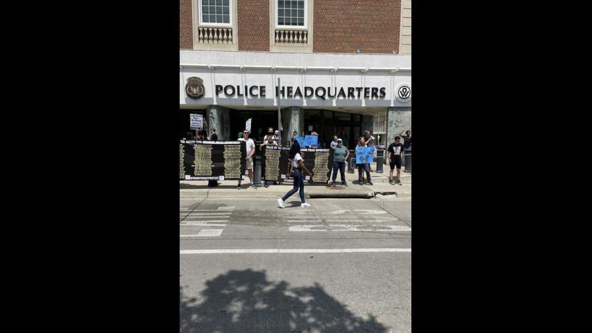 Organizer and co-founder of Justice for Wyandotte, Khadijah Hardaway, led chants for the KCKPD to release footage from recent police shootings during a Saturday afternoon rally at the intersection of 7th Street and Minnesota Ave.