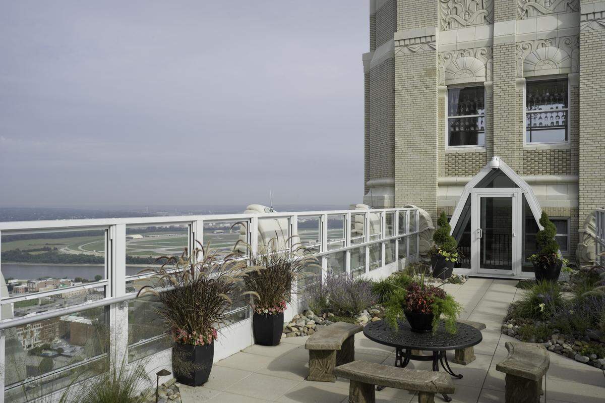 The terrace of the 909 Walnut penthouse in downtown Kansas City. The penthouse, which takes up the 32nd through 35th floors of the building, will be on the market this spring for $4.75 million. 
