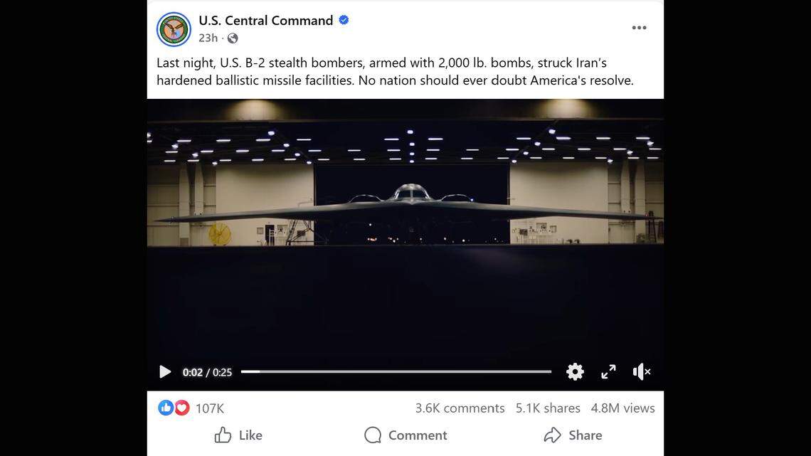 B-2 bombers from Missouri were used in US-Israeli strikes on Iran