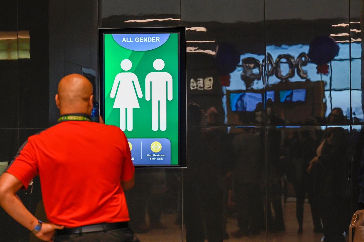 All gender bathrooms at the new $1.5 billion single terminal at Kansas City International Airport, which opened to travelers Tuesday, Feb. 28, 2023.