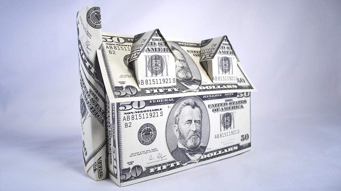 A house made of money,dollars housing cost price expense expensive