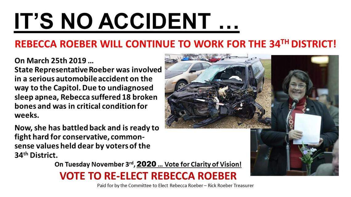 State Rep. Rebecca Roeber’s announcement on Facebook, declaring her run for reelection.