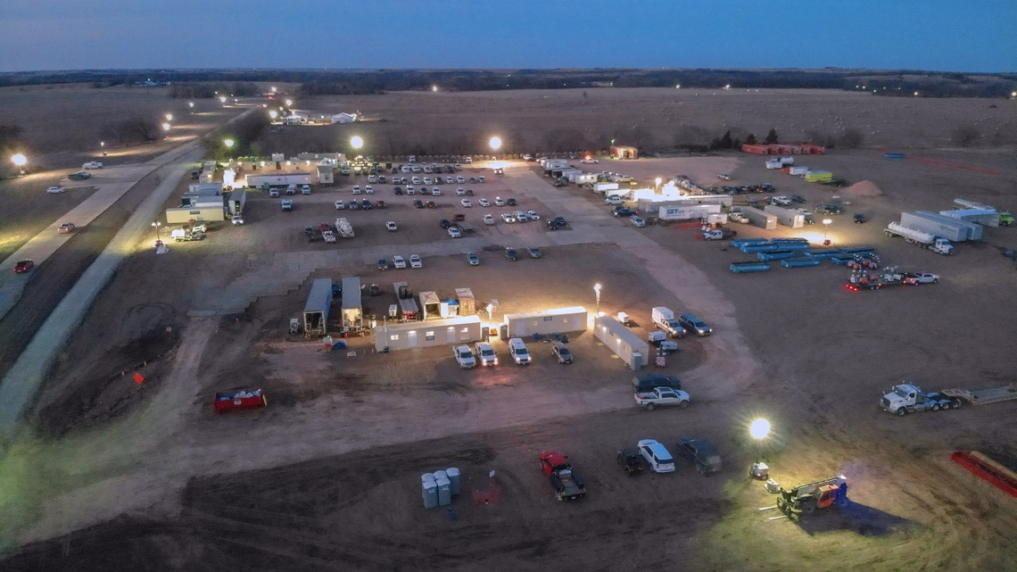 Keystone Pipeline operator TC Energy’s oil spill response staging area is seen on Sunday, Dec. 18, 2022, in Washington County, Kansas.