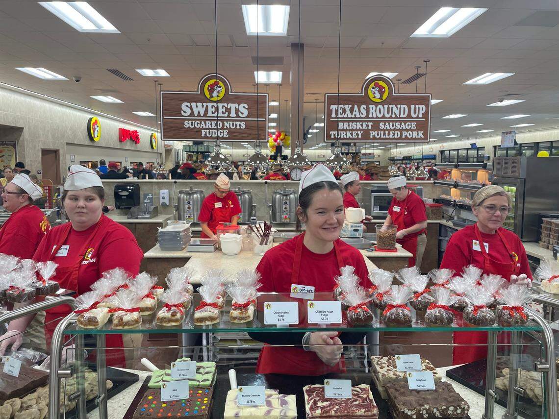 The “Sweets” station at Buc-ee’s, where customers can buy sugared nuts, fudge and other fresh treats.