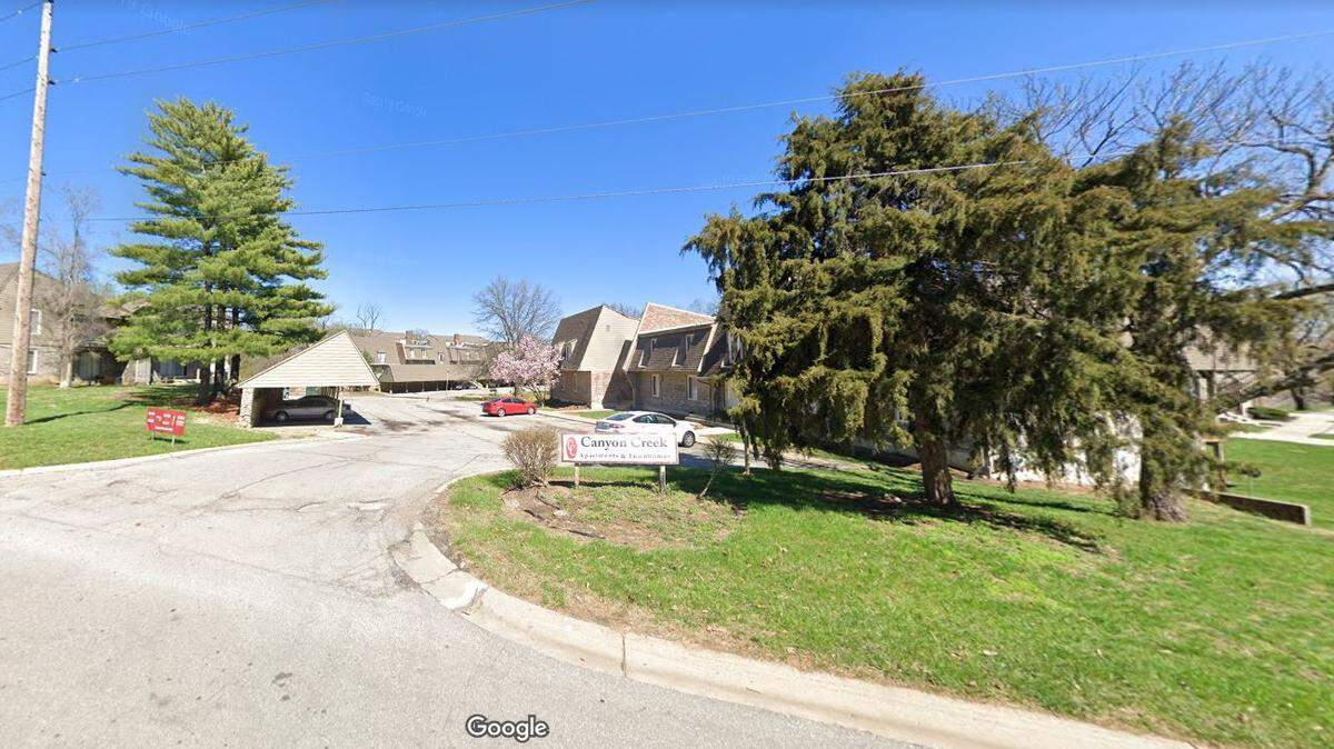 A woman died at the hospital after being found with gunshot wounds in the breezeway to a building at the Canyon Creek Apartments and Townhomes in the 9300 block of Bales Drive in south Kansas City. This Google Maps Street View image of the area is from 2019.