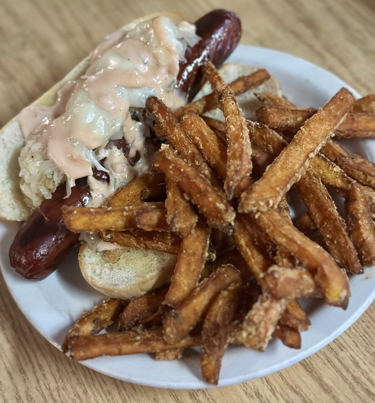 The Kansas City hot dog is served at The Brick.