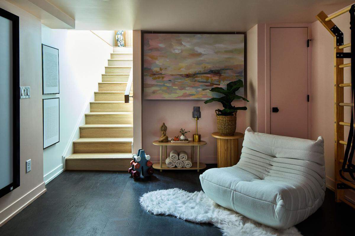 The once forlorn basement is a comfy space now.