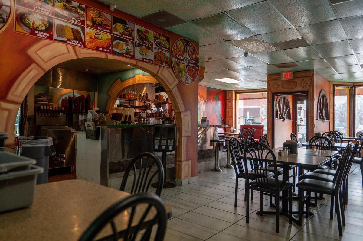 Murals adorn the dining area at The Corner Mexican Food, a restaurant popular with meat lovers and vegans alike.