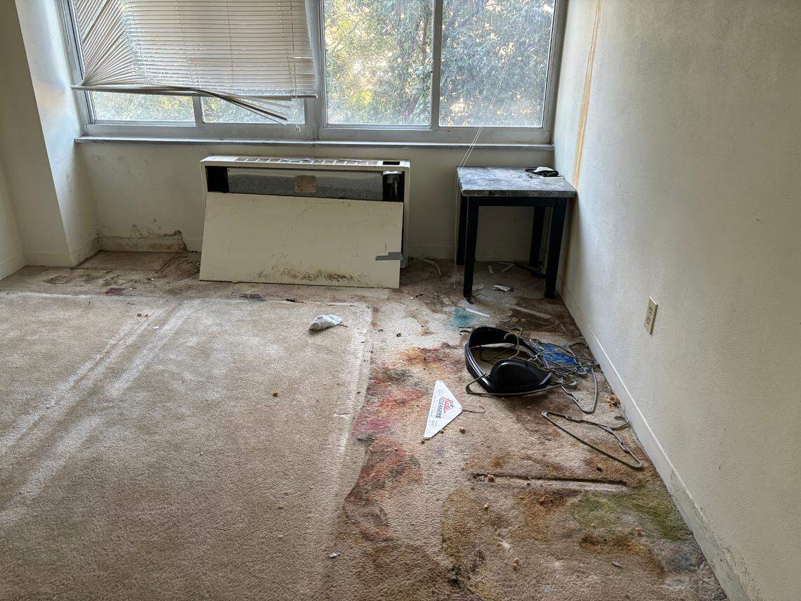 An apartment labeled unsafe to occupy since June 17, 2024 on the second floor of Independence Towers on Sept. 3, 2024.