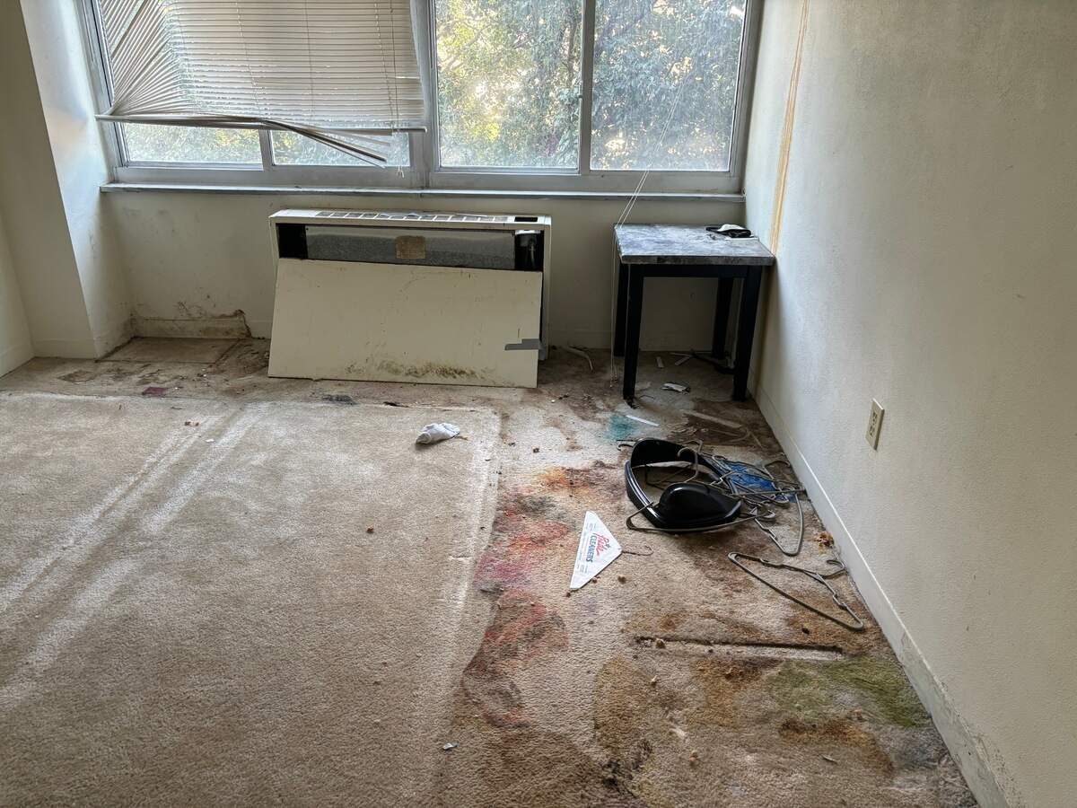 An apartment labeled unsafe to occupy since June 17, 2024 on the second floor of Independence Towers on Sept. 3, 2024.