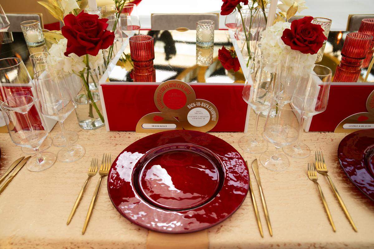Each person had Chiefs-centric place setting.