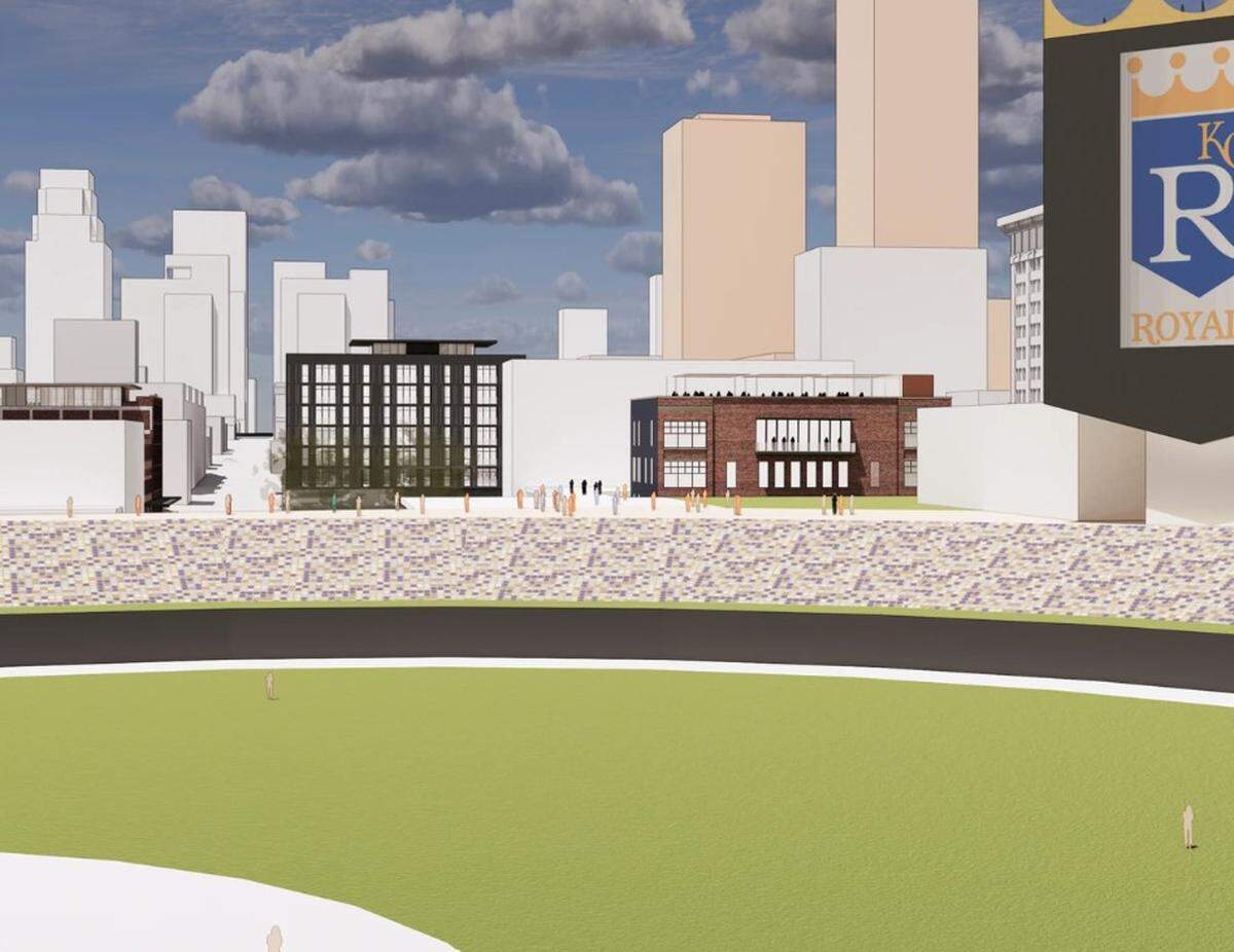 A rendering of proposed Royals ballpark in Washington Square Park.