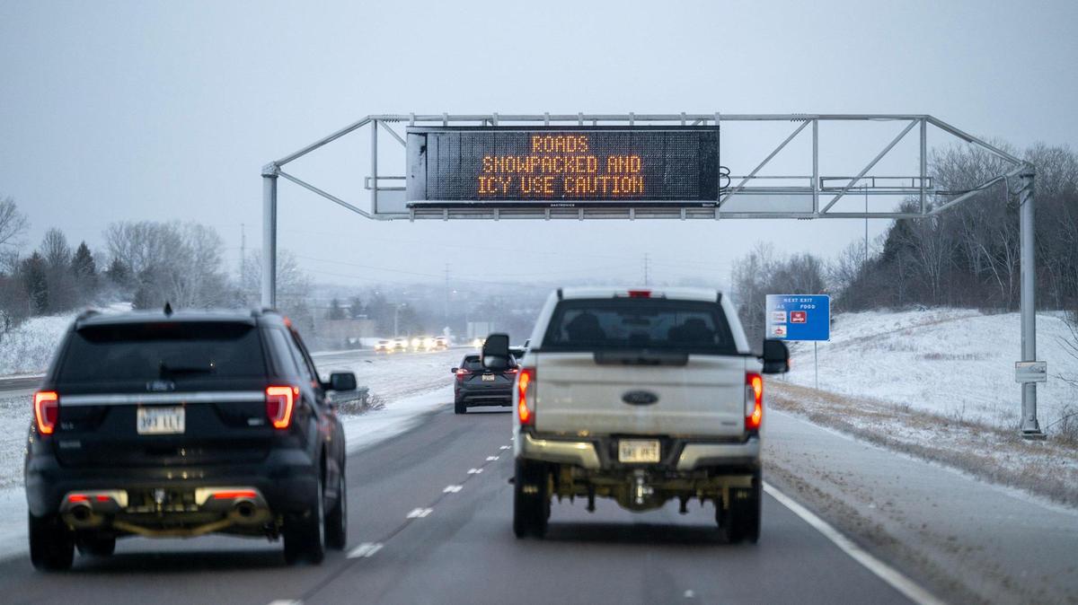 Drivers faced snow packed and icy road conditions along Kansas 10 Highway in Lenexa after blizzard conditions moved through the Kansas City area on Wednesday, March 5, 2025.