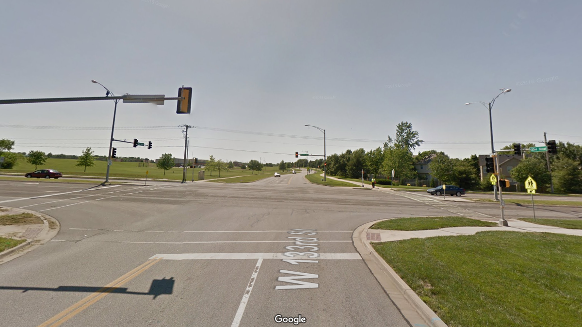 Olathe police identified a 72-year-old woman who died in a crash at West 133rd Street and South Pflumm Road Jan. 7 as Carol Massieon of Olathe. This Google Maps image was taken in May 2012.