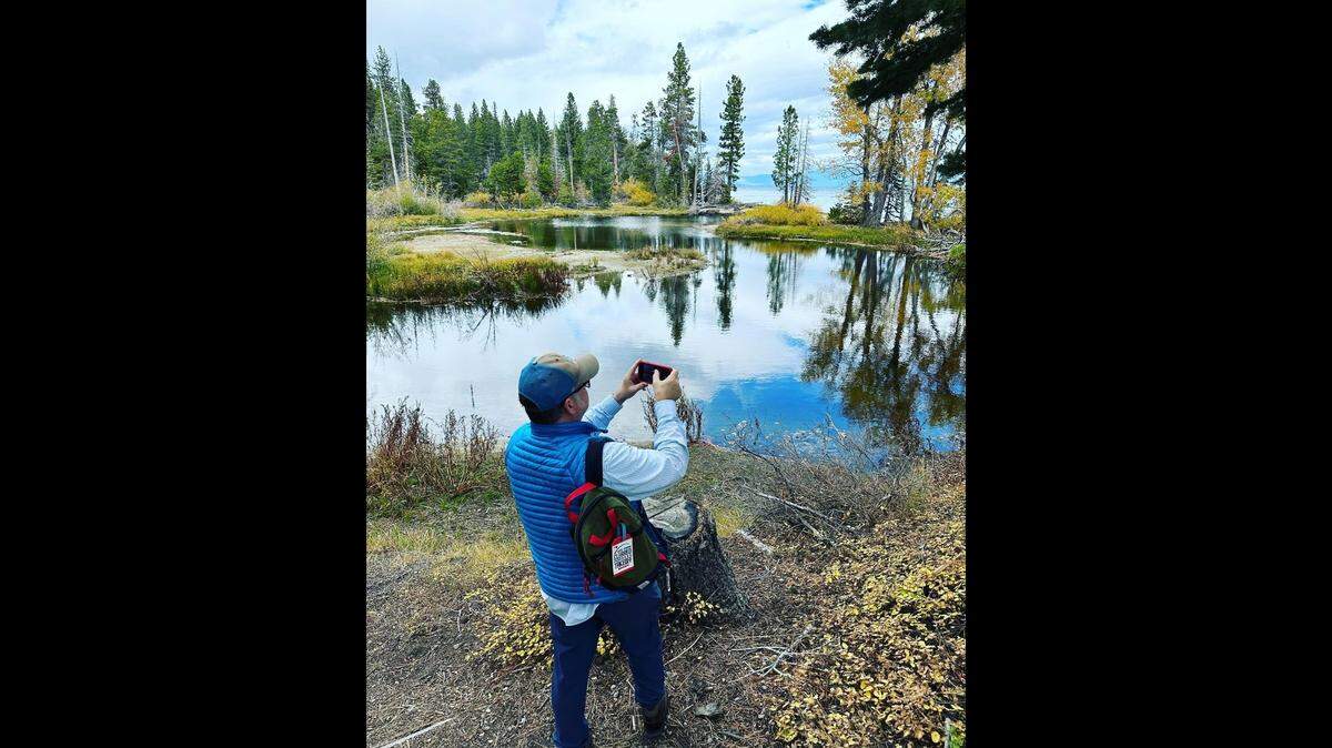 Kliff Kuehl takes in the view at Lake Tahoe before a kindly park ranger warned tourists to get out of the way of bears.