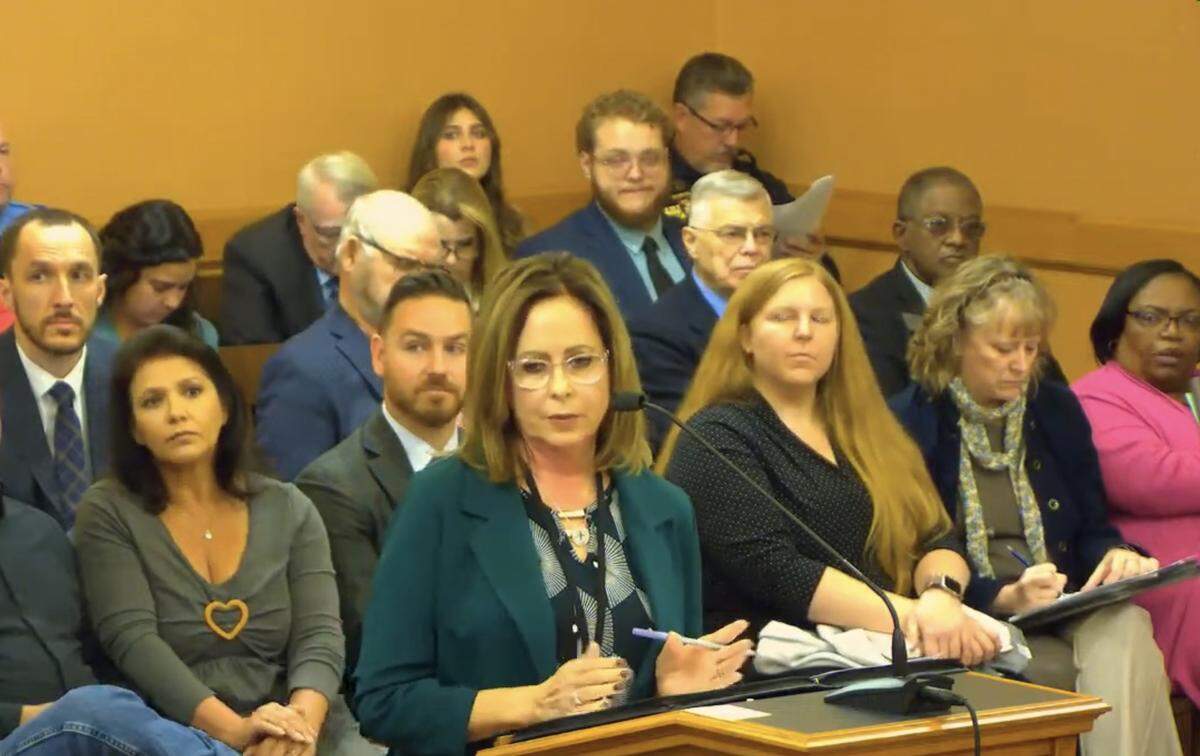 Debbi Beavers, director of the Kansas Alcoholic Beverage Control, testifies during a special committee meeting on medical marijuana on Oct. 16. Beavers said that from her agency’s perspective, “starting with recreational marijuana would be easier and less expensive to implement.”