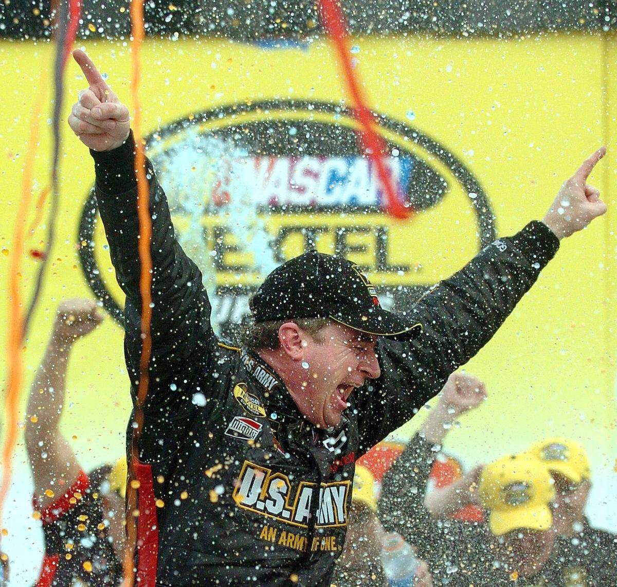Winning the Banquet 400 made Joe Nemechek the life of the party at Kansas Speedway in 2004.
