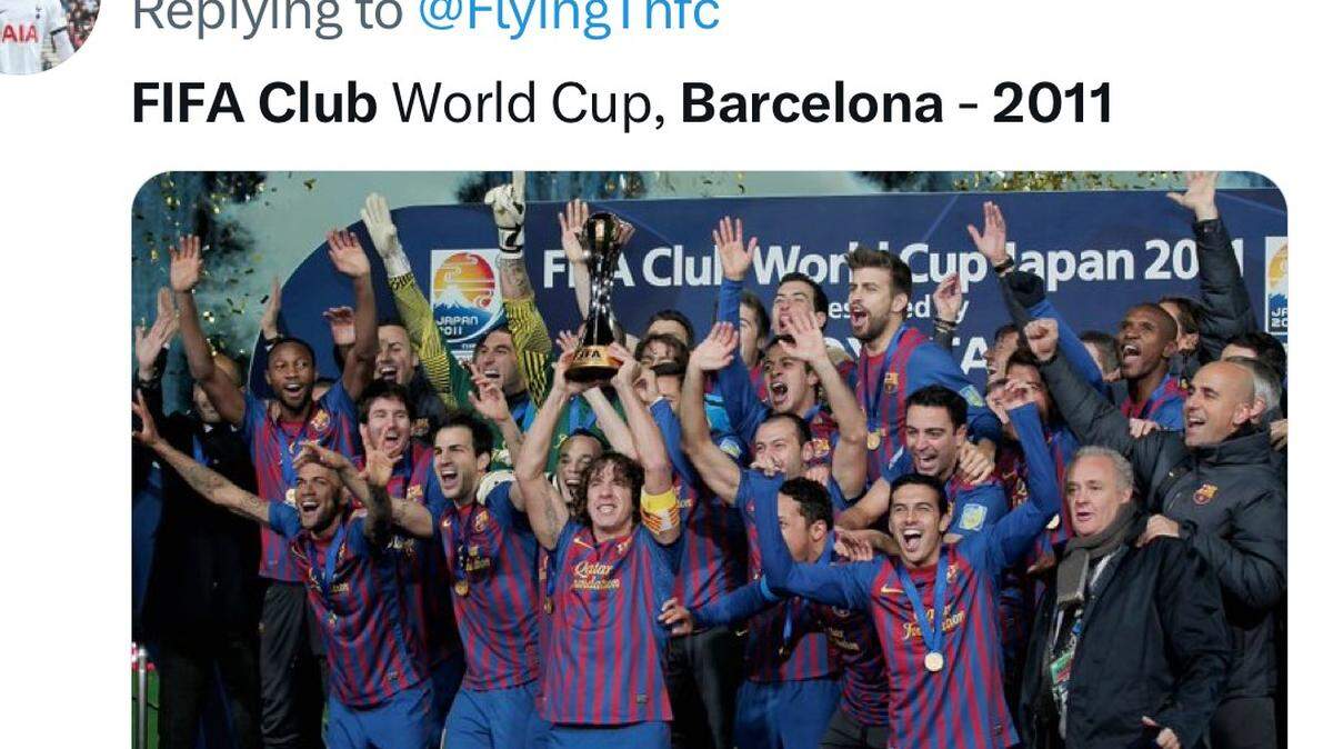 Barcelona won the 2011 FIFA World Cup Championship in Japan.