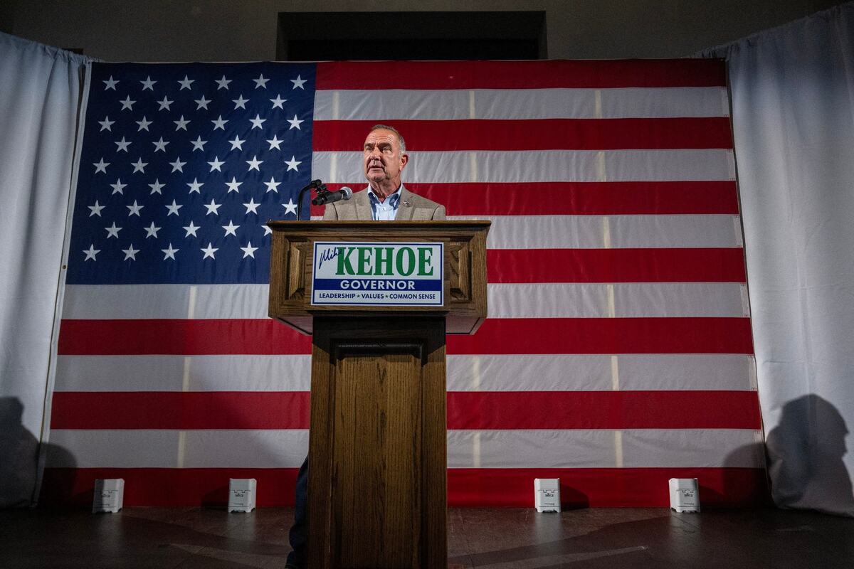 Missouri Lt. Gov. Mike Kehoe speaks to supporters Tuesday in Jefferson City following his primary election win to represent the Republican party in the race for governor.