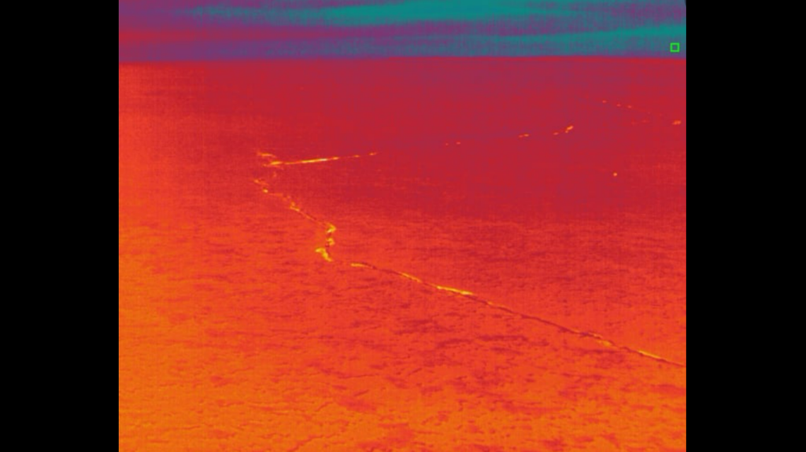 The Fond du Lac Sheriff’s Office took thermal images of Lake Winnebago, highlighting the large crack near where the driver of the truck sank into the lake.